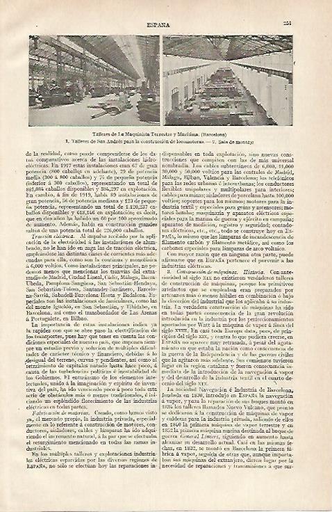 LAMINA ESPASA 15594: Talleres de La Maquinista Terrestre y Maritima de Barcelona