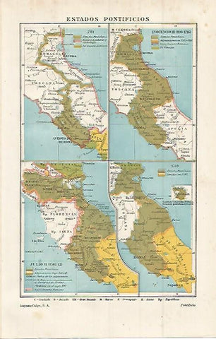 LAMINA ESPASA 15239: Mapa historico de los Estados Pontificios