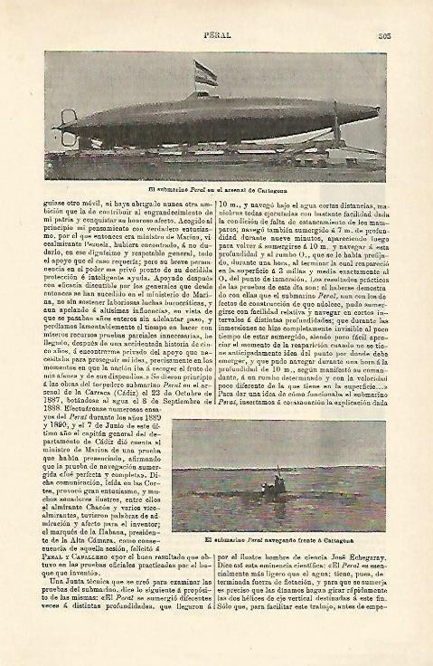 LAMINA ESPASA 15719: El submarino Peral en Cartagena