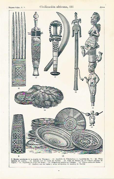 LAMINA ESPASA 15371: Utensilios de tribus de Africa