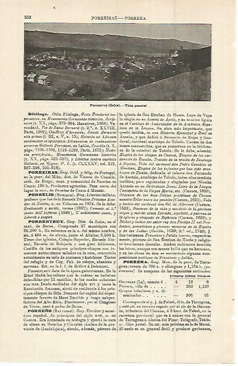 LAMINA ESPASA 15278: Vista de Porrrentruy Suiza