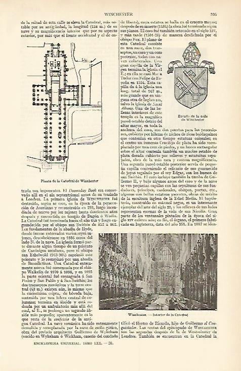 LAMINA ESPASA 1560: Catedral de Winchester