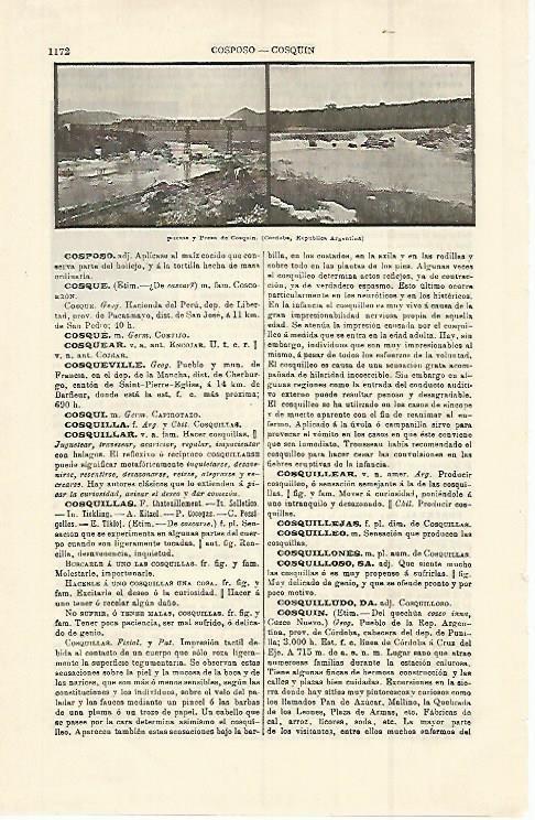 LAMINA ESPASA 15099: Puente y presa de Cosquin Argentina