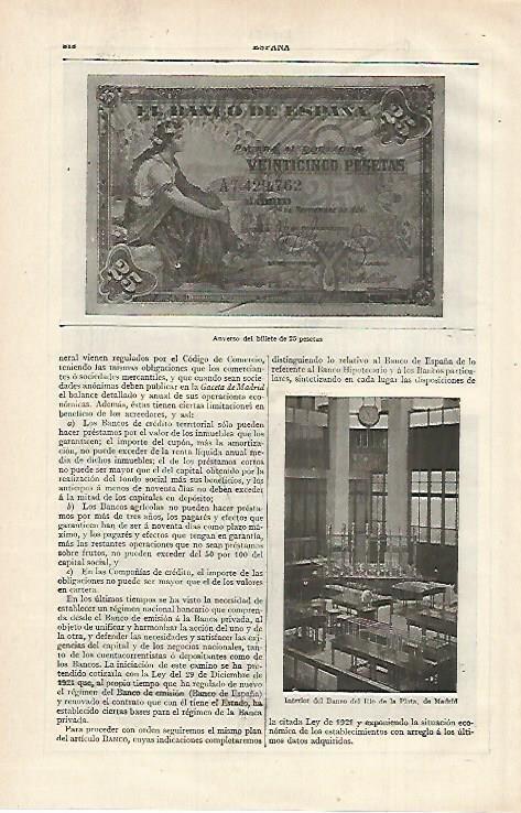 LAMINA ESPASA 15621: Anverso del billete de 25 pesetas
