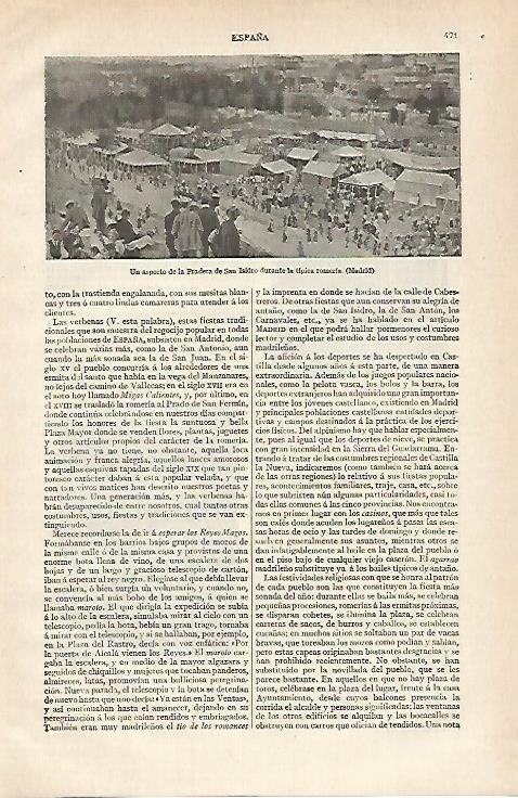 LAMINA ESPASA 15649: Pradera de San Isidro en Madrid
