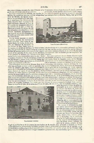 LAMINA ESPASA 15658:Torre Pallaresa en Barcelona y masia catalana 