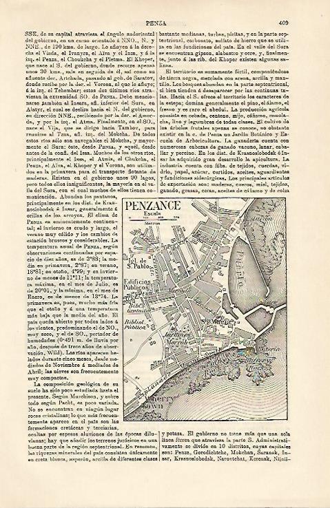 LAMINA ESPASA 15703: Plano de Penzance Inglaterra