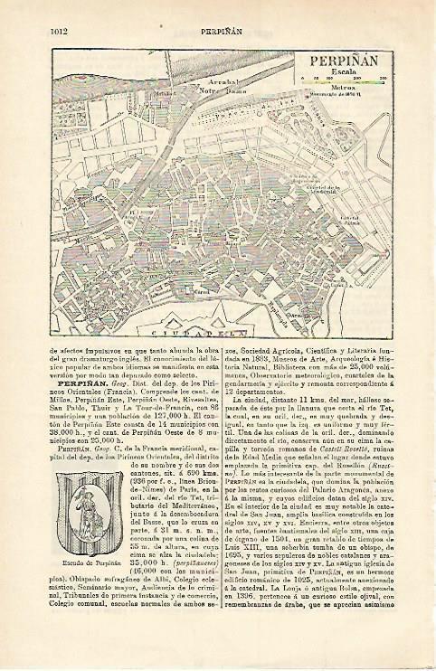 LAMINA ESPASA 15774: Plano de Perpiñan Francia