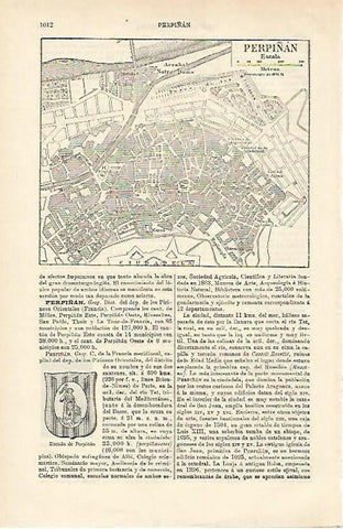 LAMINA ESPASA 15774: Plano de Perpiñan Francia