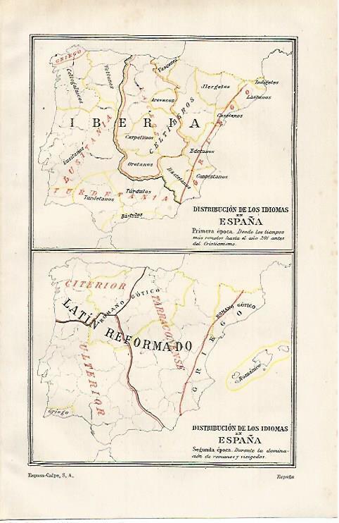 LAMINA ESPASA 15643: Distribucion de los idiomas en España