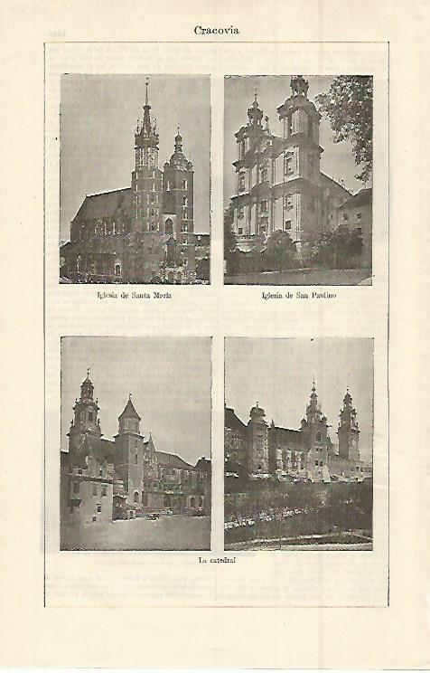 LAMINA ESPASA 15146: Iglesias y Catedral de Cracovia Polonia