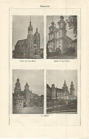 LAMINA ESPASA 15146: Iglesias y Catedral de Cracovia Polonia