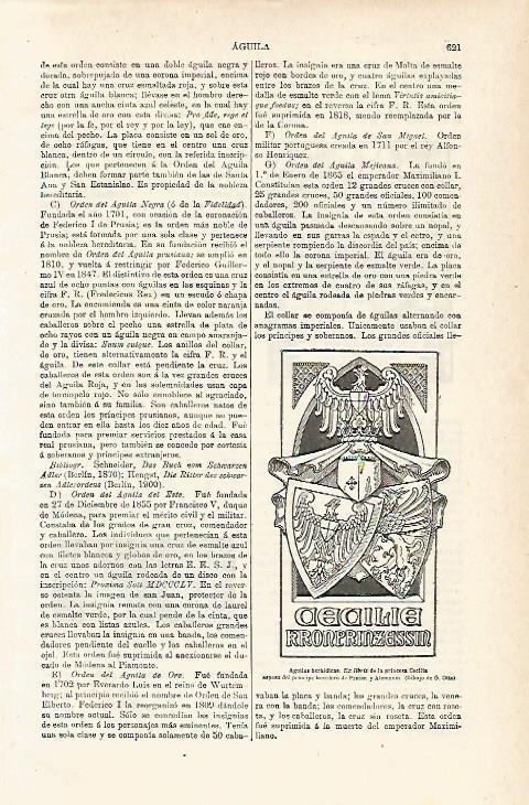 LAMINA ESPASA 15444: Aguilas heraldicas