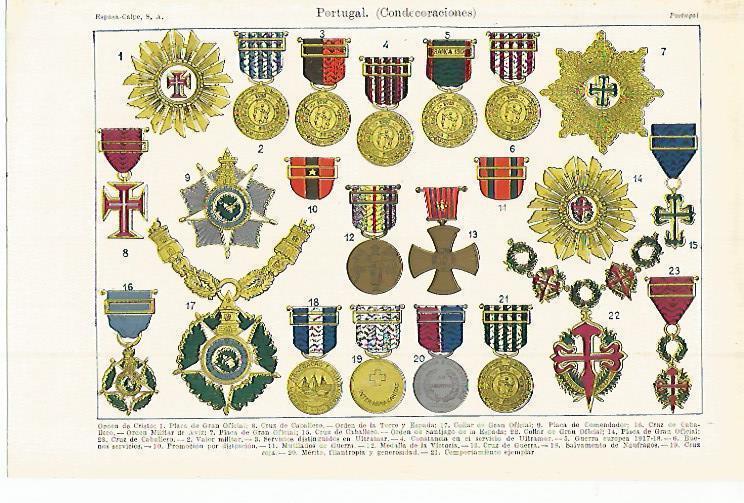LAMINA ESPASA 15330: Condecoraciones de Portugal