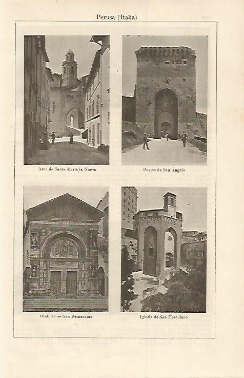 LAMINA ESPASA 15837: Puerta e iglesias de Perusa Italia