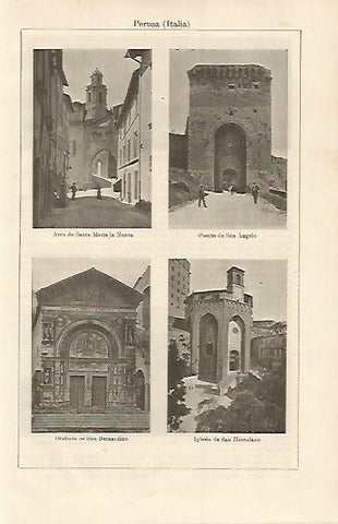 LAMINA ESPASA 15837: Puerta e iglesias de Perusa Italia
