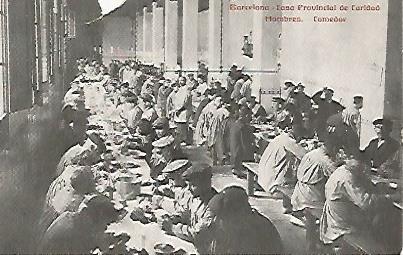 POSTAL A0237: Comedor de hombres de la Casa de la Caridad. Barcelona