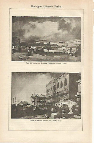 LAMINA ESPASA 25240: Vista de Versalles y Vista de Venecia por R. P. Bonington