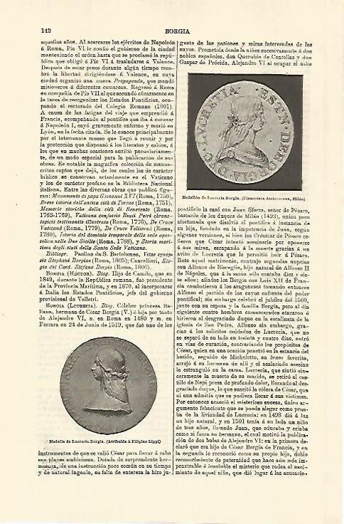 LAMINA ESPASA 25264: Medallon de Lucrecia Borgia