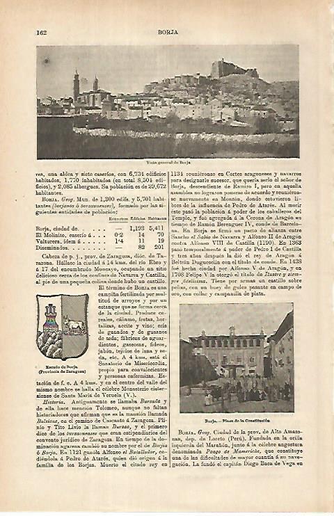 LAMINA ESPASA 25269: Vista y escudo de Borja Zaragoza