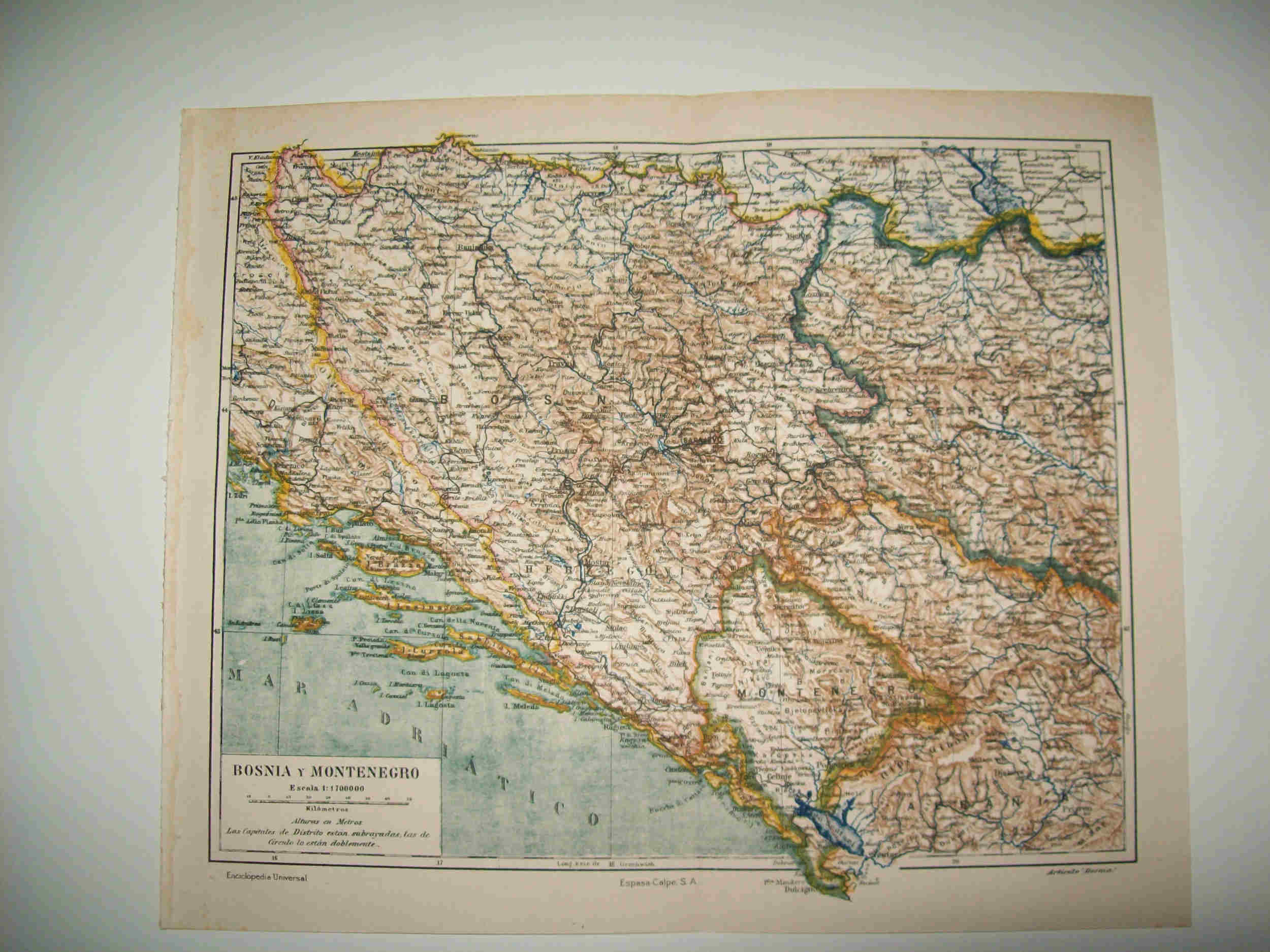 LAMINA ESPASA 25286: Mapa de Bosnia y Montenegro