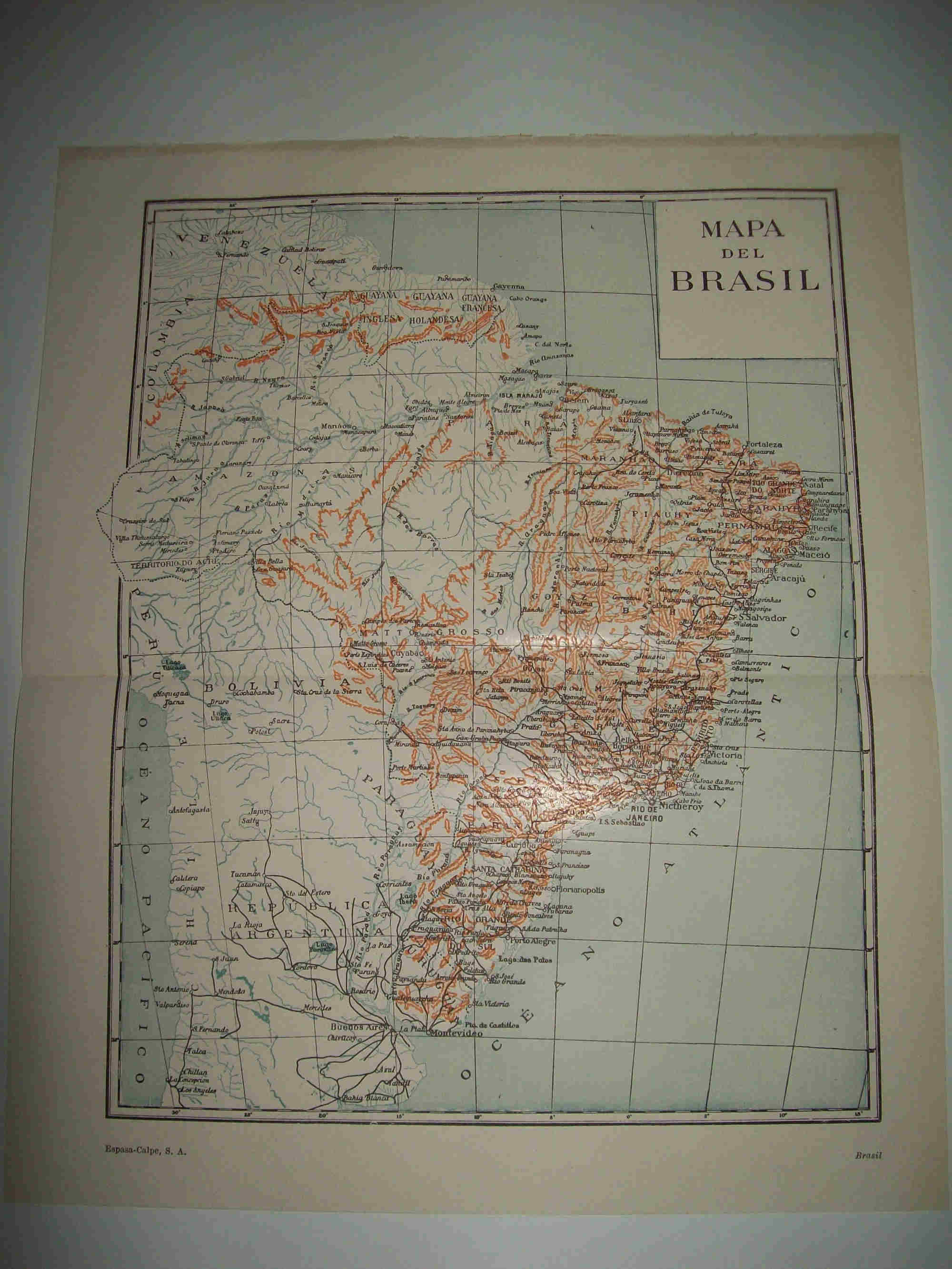 LAMINA ESPASA 25343: Mapa de Brasil