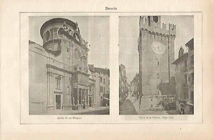 LAMINA ESPASA 25369: Iglesia de los Milagros y Torre de la Pallata en Brescia