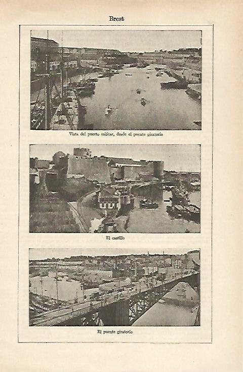 LAMINA ESPASA 25374: Puerto Castillo y Puente en Brest