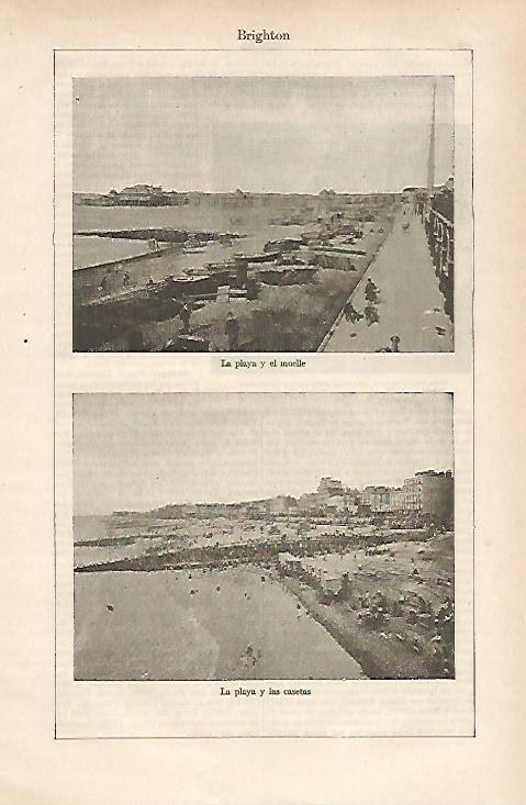 LAMINA ESPASA 25385: Playa y muelle de Brighton