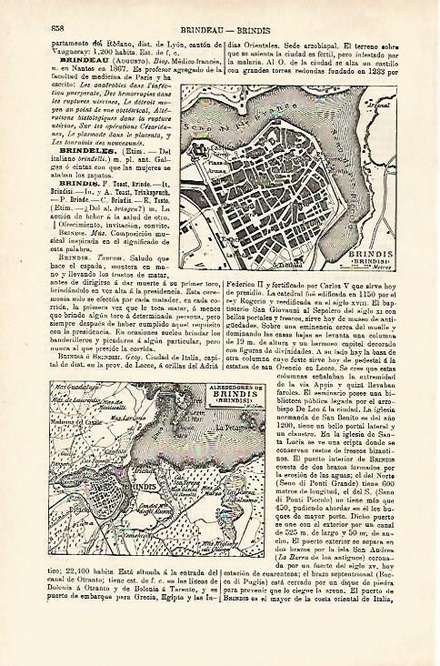 LAMINA ESPASA 25388: Plano de Brindisi y sus alrededores