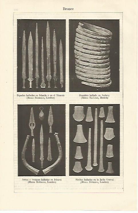 LAMINA ESPASA 25406: Utensilios arqueologicos de bronce