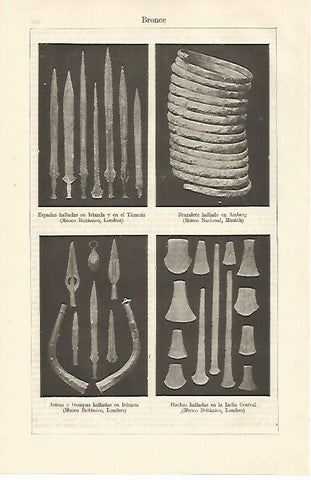 LAMINA ESPASA 25406: Utensilios arqueologicos de bronce