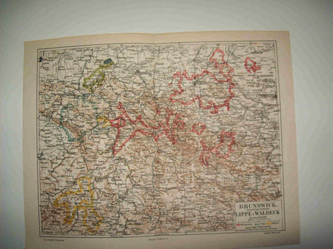 LAMINA ESPASA 25434: Mapa de Brunswick Lippe y Waldeck