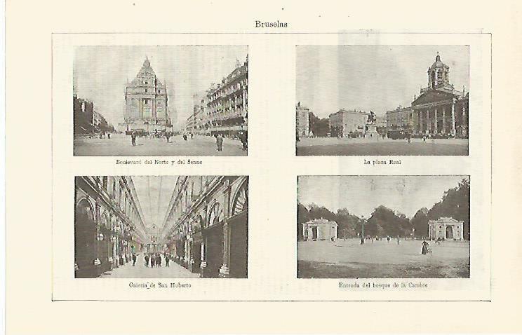 LAMINA ESPASA 25442: Boulevard Plaza Real Bosque de la Cambre y Galeria de San Huberto en Bruselas