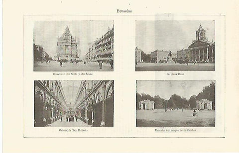 LAMINA ESPASA 25442: Boulevard Plaza Real Bosque de la Cambre y Galeria de San Huberto en Bruselas