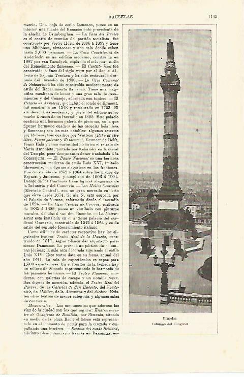 LAMINA ESPASA 25445: Columnas del Congreso en Bruselas