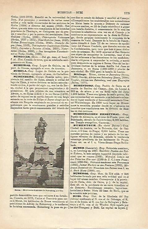 LAMINA ESPASA 25452: Monumento a A. de Bubenberg en Berna