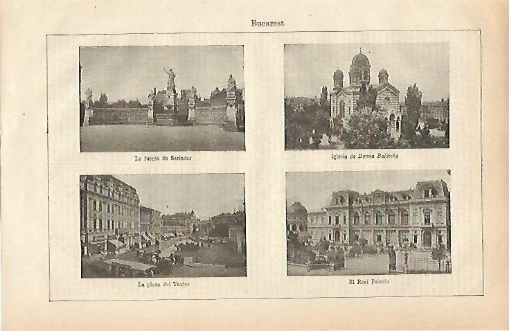 LAMINA ESPASA 25455: Iglesia fuente y Real Palacio de Bucarest Rumania