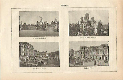 LAMINA ESPASA 25455: Iglesia fuente y Real Palacio de Bucarest Rumania
