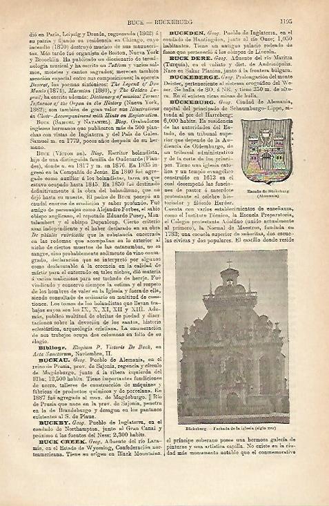 LAMINA ESPASA 25461: Escudo e iglesia de Buckenburg Alemania