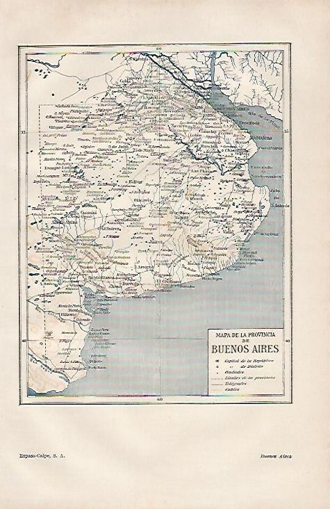 LAMINA ESPASA 25475: Mapa de la provincia de Buenos Aires