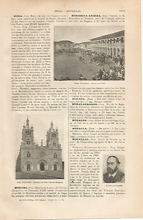 LAMINA ESPASA 25500:  Plaza e Iglesia de Buga Colombia