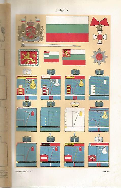LAMINA ESPASA 25509: Escudo insignias y uniformes de Bulgaria