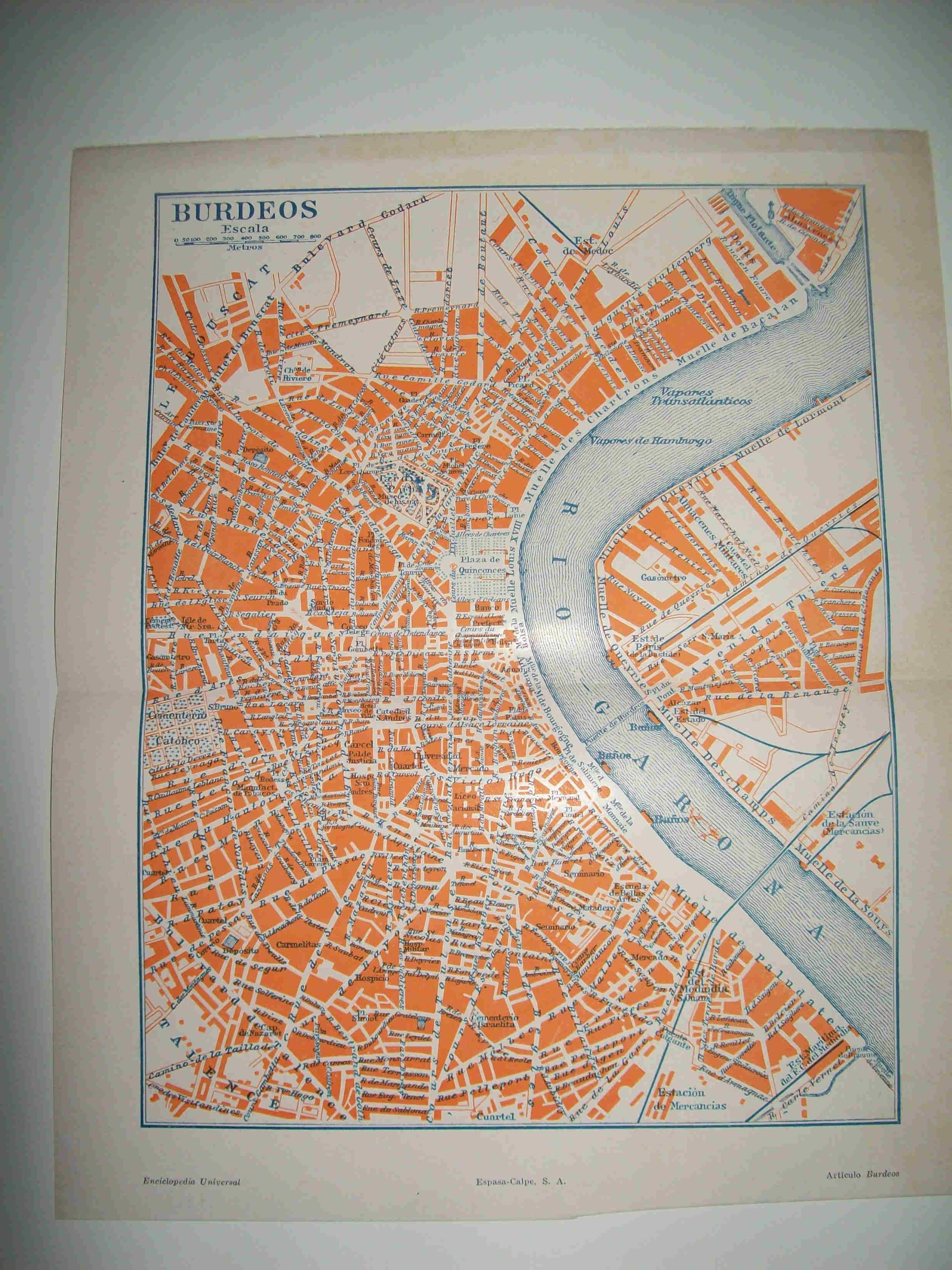 LAMINA ESPASA 25519: Mapa de Burdeos
