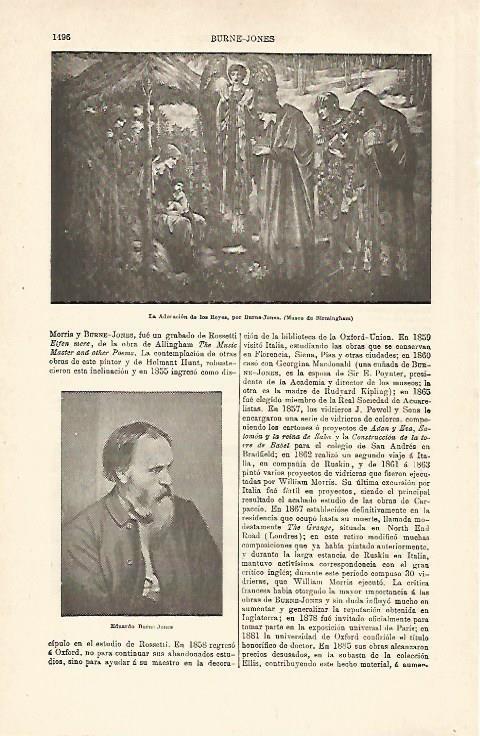 LAMINA ESPASA 25538: La Adoracion de los Reyes por Burne-Jones