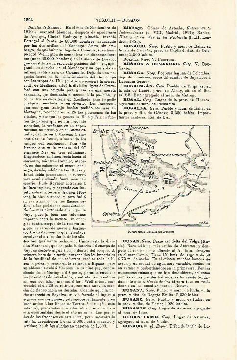 LAMINA ESPASA 25543: Plano de la Batalla de Busaco (1810)