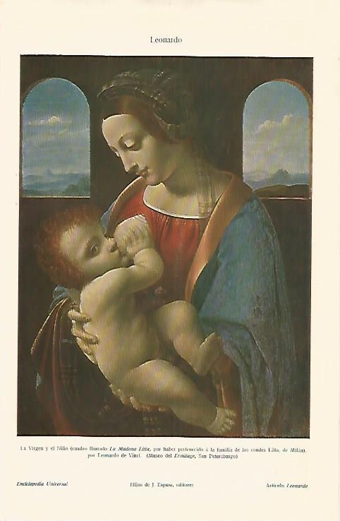LAMINA ESPASA 25552: La Virgen y el Niño por Leonardo da Vinci