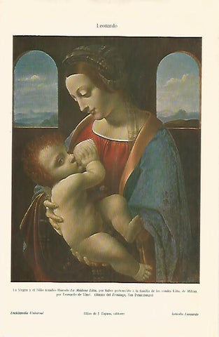 LAMINA ESPASA 25552: La Virgen y el Niño por Leonardo da Vinci