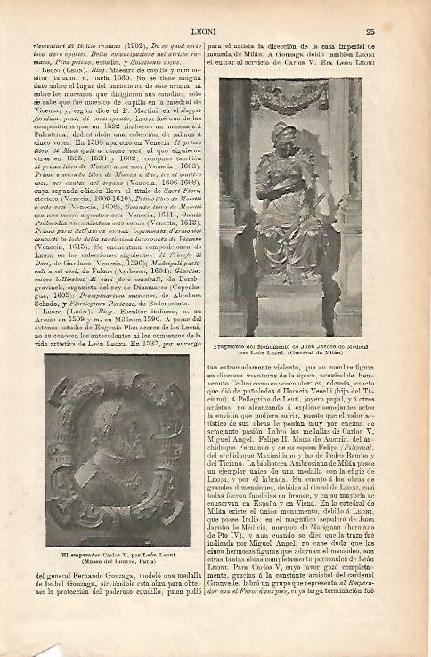 LAMINA ESPASA 25558: El emperador Carlos V por L. Leoni