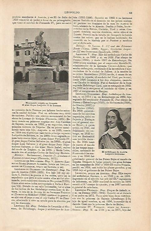 LAMINA ESPASA 25566: Monumento a Leopoldo II en Grosseto